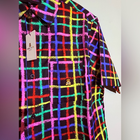 Teddy Fresh Multicolor Grid Men's Shirt Size Medium - Picture 3 of 8